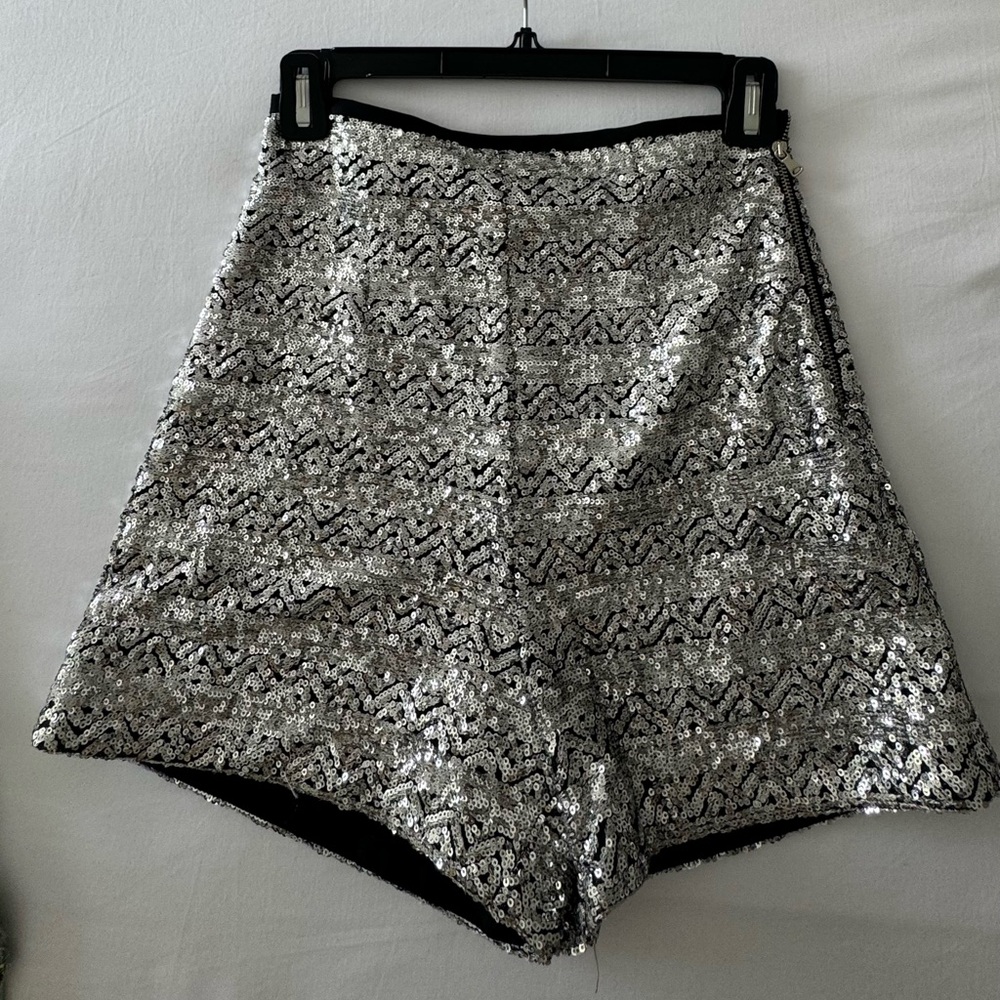 Silver Sequin Shorts |  Size XS | New | Zara Brand